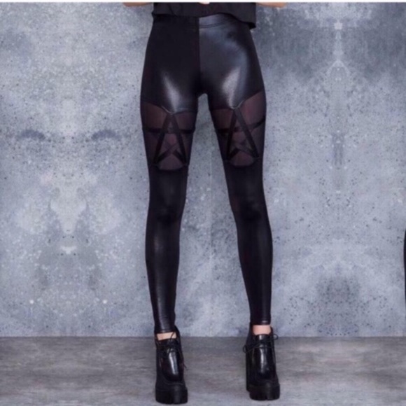 Occult Pentagram Cut Out Leggings - Picture 5 of 8